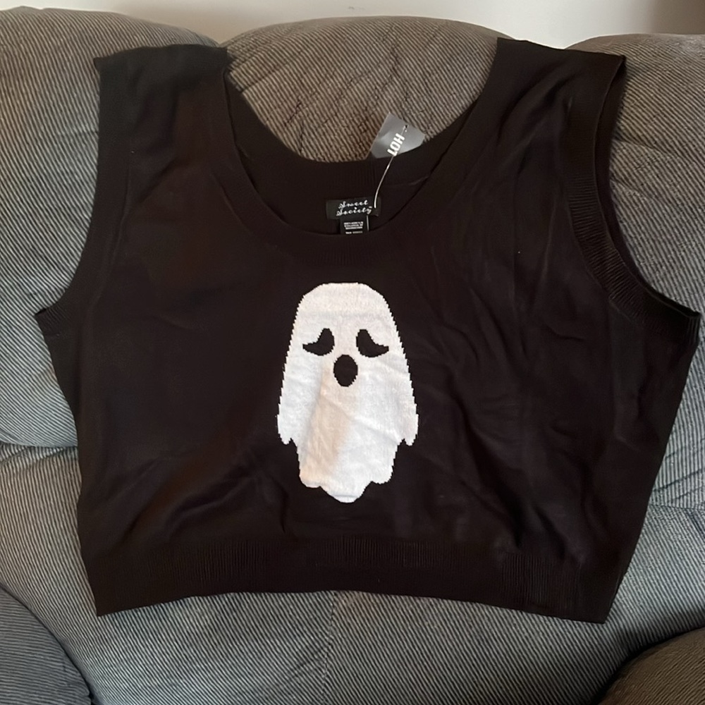 Sweet Society from Hot Topic sz 4 sleeveless croptop Ghost sweater New with tag